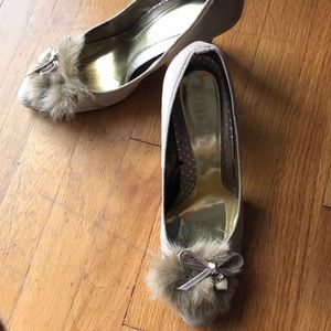 Vintage Beige suede with fur embellishments